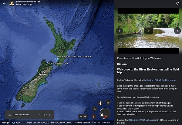 LEARNZ River Restoration on Google Earth.