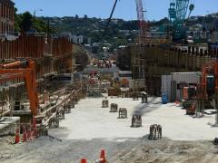 You can see the tops of the piles that help to anchor the underpass floor in place. Image: NZTA.