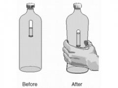 The Cartesian Diver. When the plastic bottle is squeezed, water pressure inside the bottle increases,the air bubble inside the diver gets smaller reducing the volume of the diver. Because Density=Mass/Volume, Mass is the same, volume less = higher density. The diver goes down.