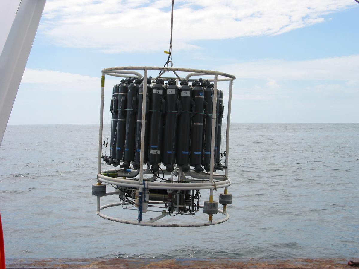 Deploying the CTD instrument used to help calibrate Argo Floats