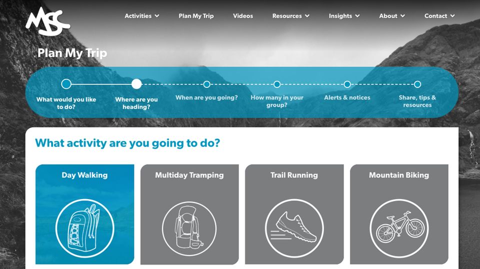 Plan my trip - Image: Mountain Safety Council New Zealand.