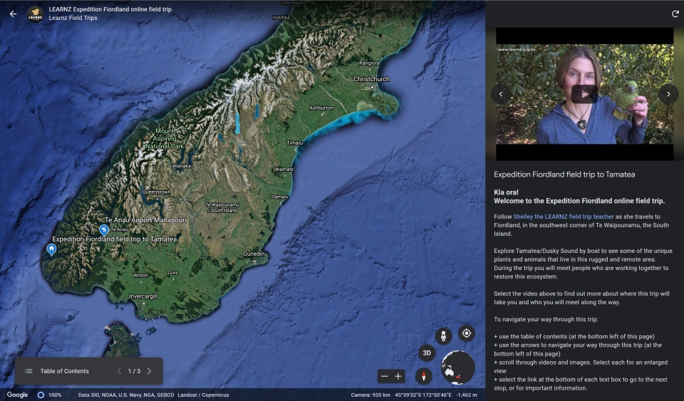Expedition Fiordland on Google Earth