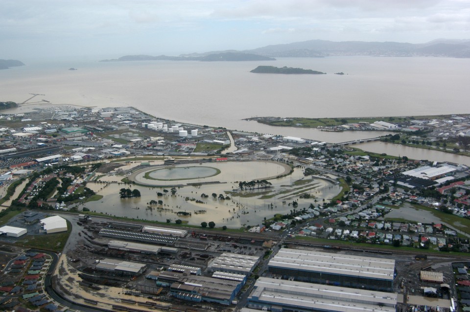 Floodwaters can damage buildings, land and infrastructure. Image: Greater Wellington Regional Council.