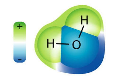 Water is a molecule made up of one oxygen atom bonded to two hydrogen atoms. This is known as H2O. Image: University of Waikato.