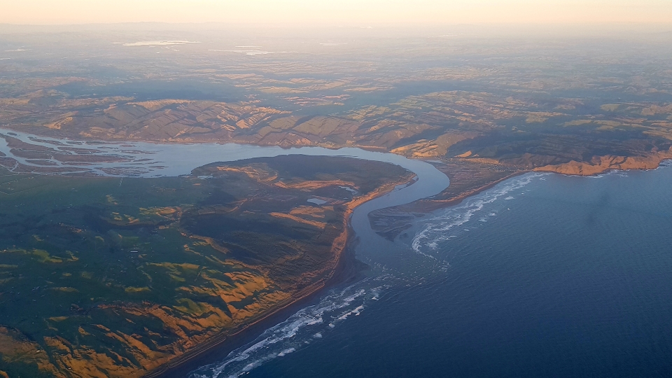 Most rivers empty into a larger body of water, like an ocean, harbour, or lake. The end of the river is called the mouth. Image: LEARNZ.
