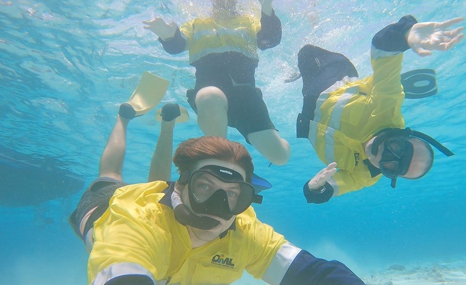 Rian diving into discovery on a deployment in Micronesia. Image: DML.