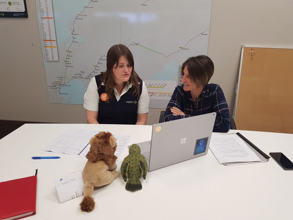 Shelley and Emma with the ambassadors during Tuesday's web conference 