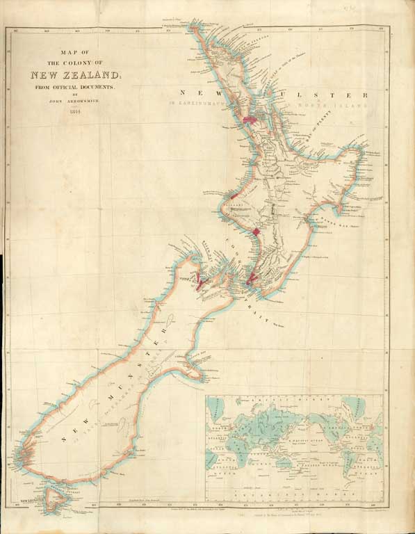 Map of the colony of New Zealand from 1844. Image: https://christchurchcitylibraries.com/heritage/maps/446942.asp.