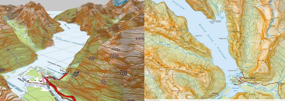 Technology allows 2D topographic maps to be transformed into 3D digital maps. Image: LINZ/Freshmap.