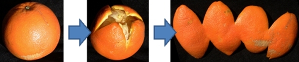 Flattening out an orange peel is like drawing the surface of the Earth on paper.