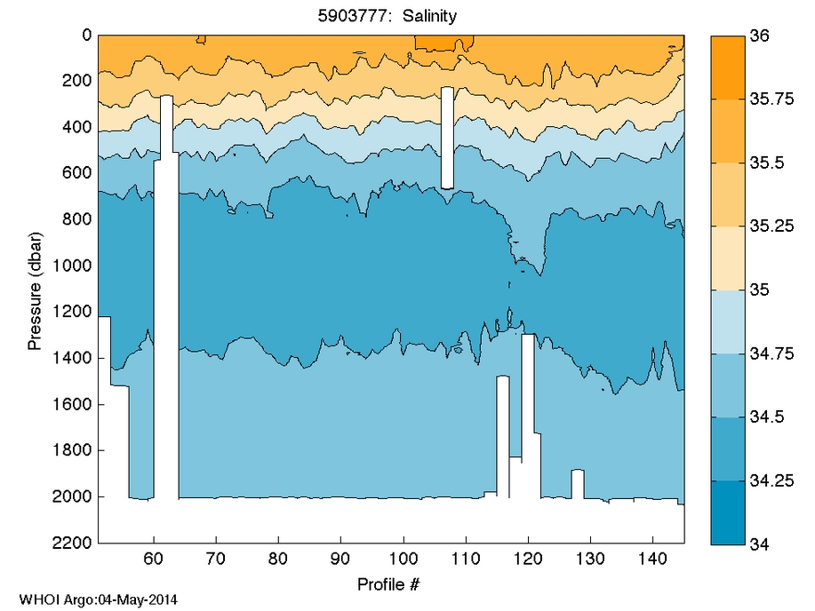 Salinity contour for Argo Float #5903777