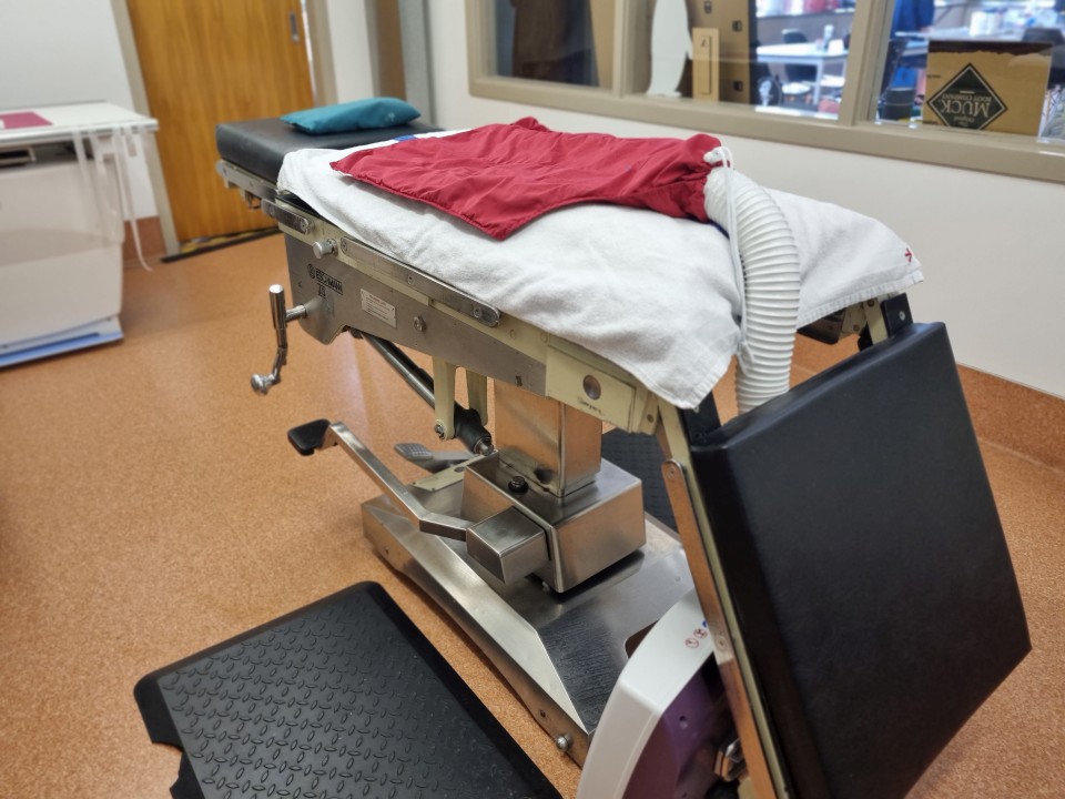 The major difference between a theatre in a human hospital and the Wildlife Hospital theatre is the surgical table is a lot smaller. Image: LEARNZ.