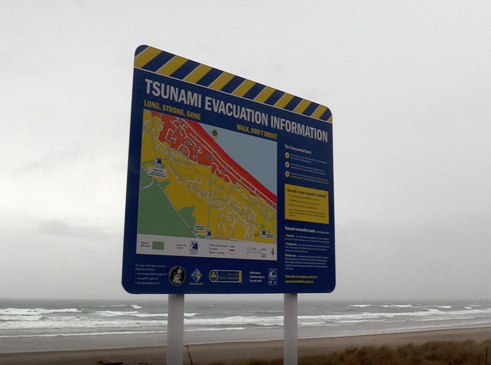 Tsunami zone maps show which areas near the coast need to be evacuated if there is a tsunami warning. Image: LEARNZ.